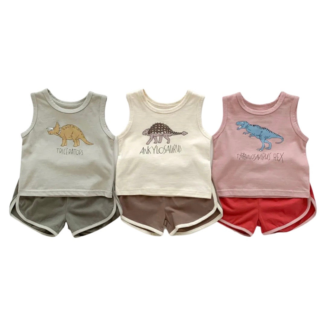 Dinosaur Tank & Short Set, Unisex  - 2 Pieces Summer.