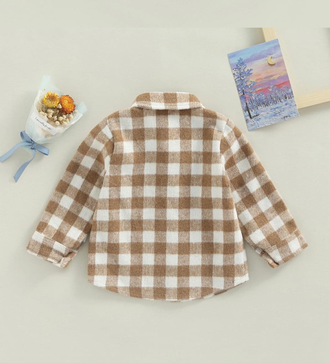 Boys Plaid Cotton Shirt - Brown Check.