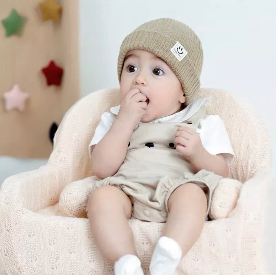 Baby Beanie Hat - Khaki.