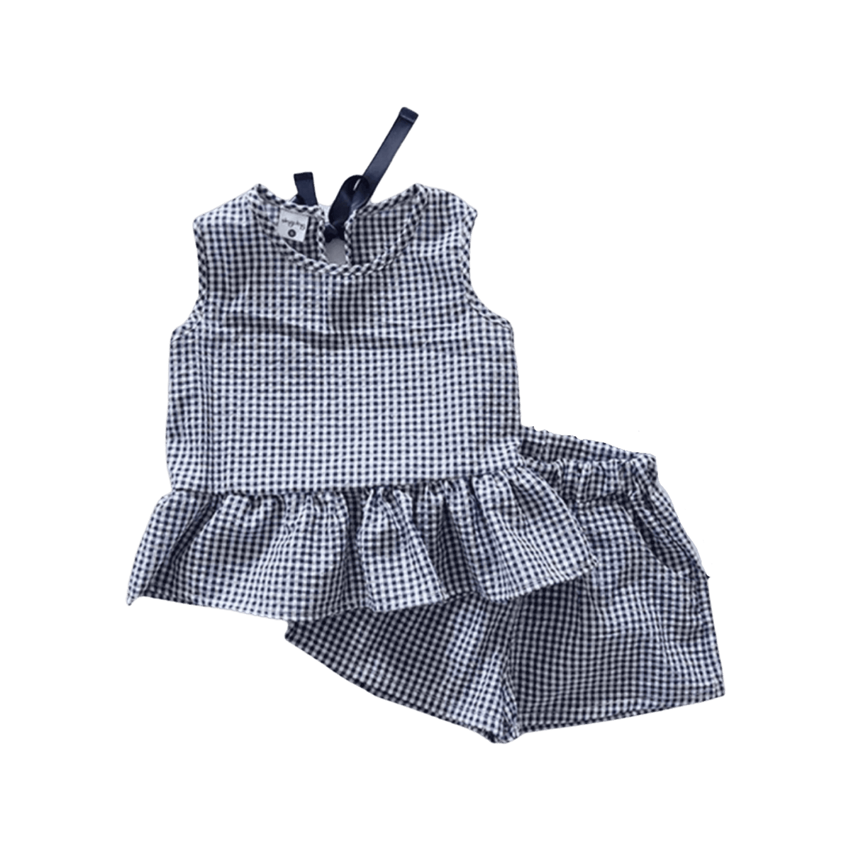 Girls Gingham Set - Blue.