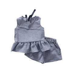 Girls Gingham Set - Blue.