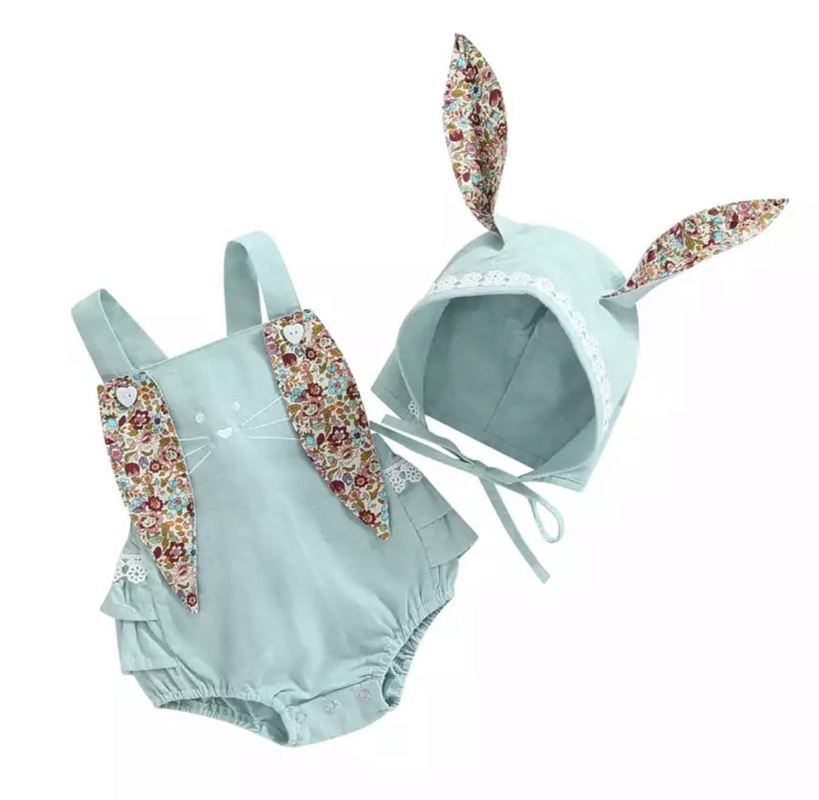 Bunny Romper & Matching Hat - Blue.