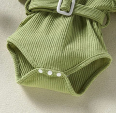 Miranda - Belted Cotton Ruffle Romper.