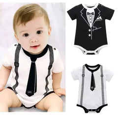 Tie Suspenders Print Onesie - White.