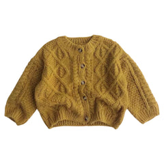 Knitted Crochet  Cardigan Jumper - Tumeric.
