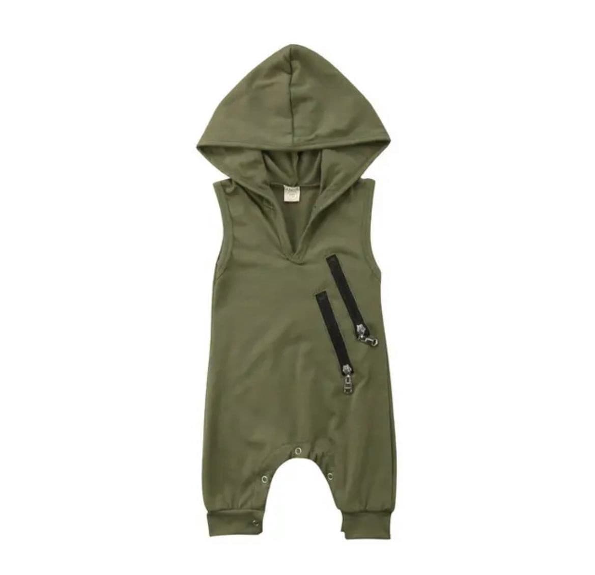 Khaki Zip Hoodie Romper.