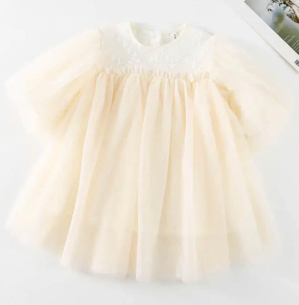 Cloud Dress - Soft Layers Tulle Puff Sleeve Girls Dress.