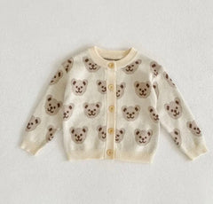 Knitted Teddy Bear Cardigan - Milk.