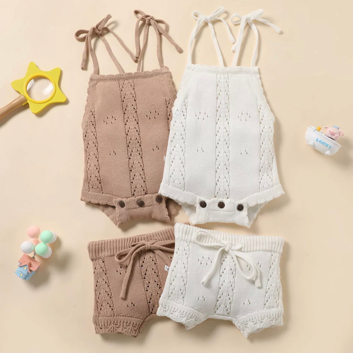 Baby Girls Knitted Set - Natural.