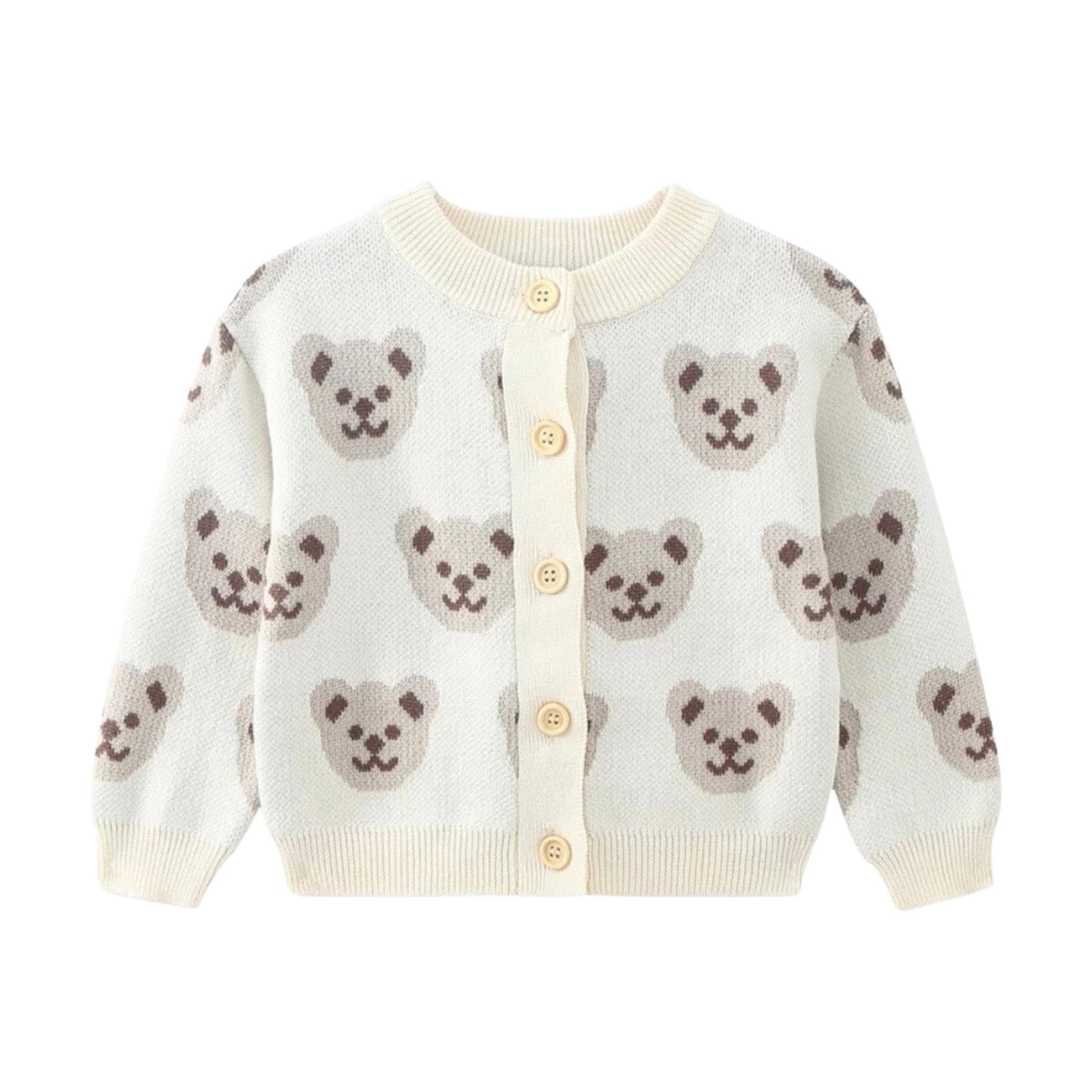 Knitted Teddy Bear Cardigan - Milk.