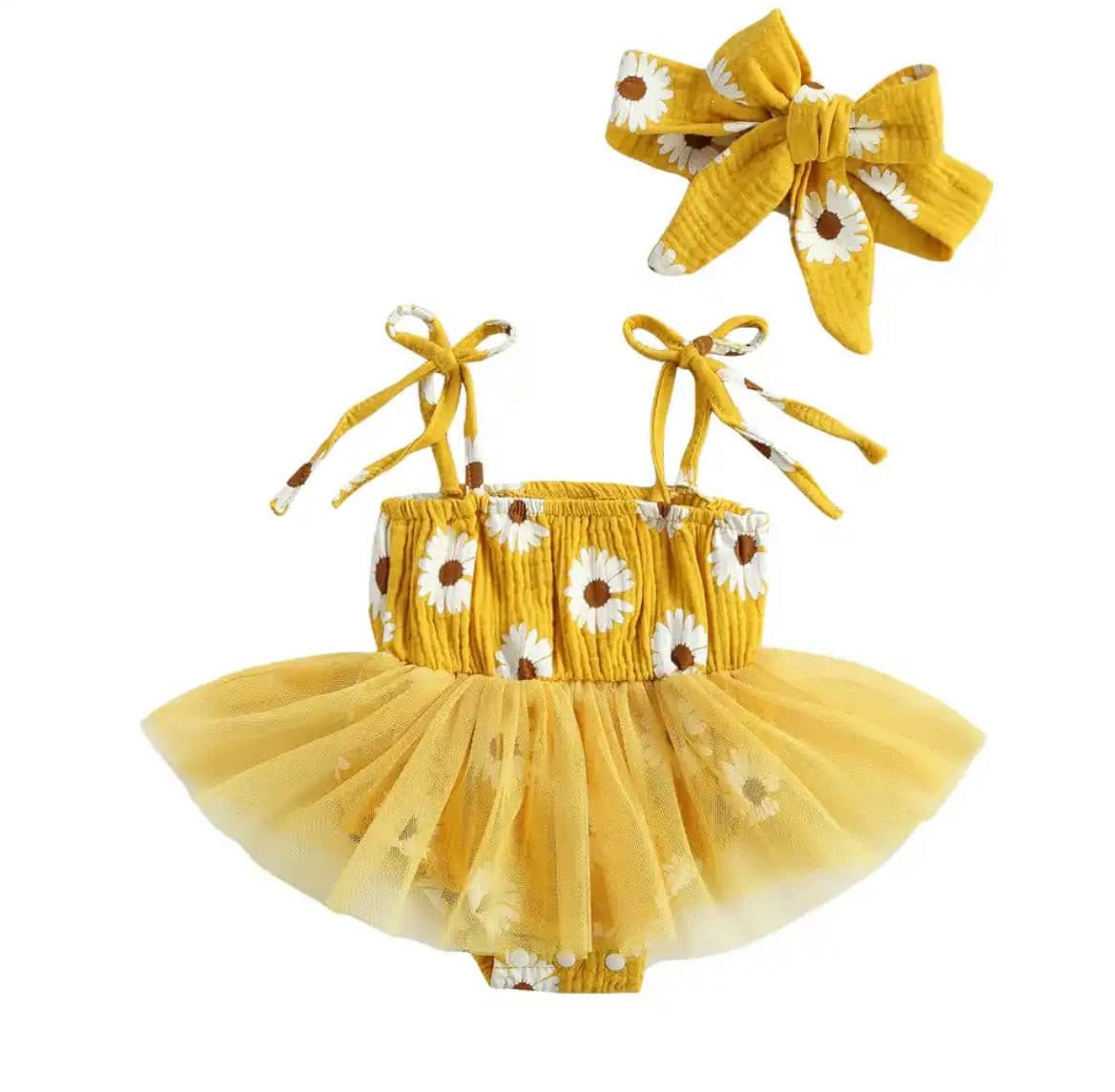 Tutu Daisy Romper - Mustard.