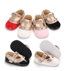 Baby Patent Studded T-Bar Shoes  - Pink.