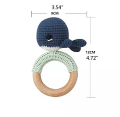 Crochet Baby Rattle Toy, Smooth Beech Wood Teething, Crochet Ring Soother Baby Girls Toys Children Product Gif.