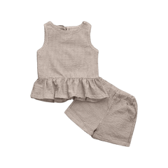 Girls Gingham Set - Natural.