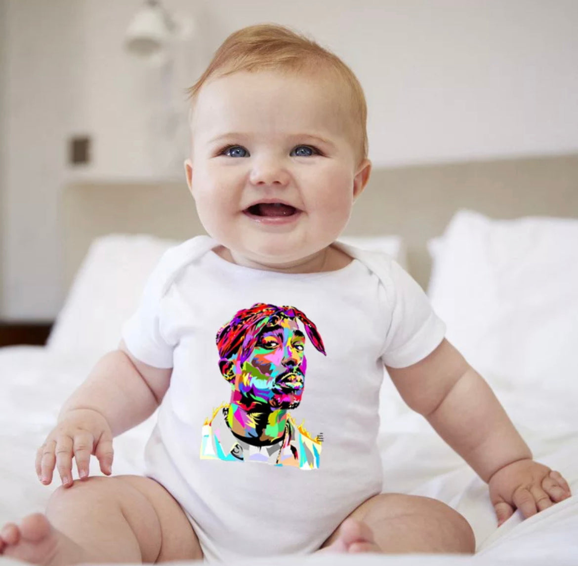 Tupac Romper - Rainbow Watercolour.