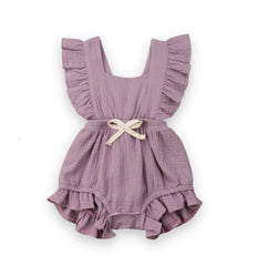 Lilly- Cotton Muslin Romper , Lilac.