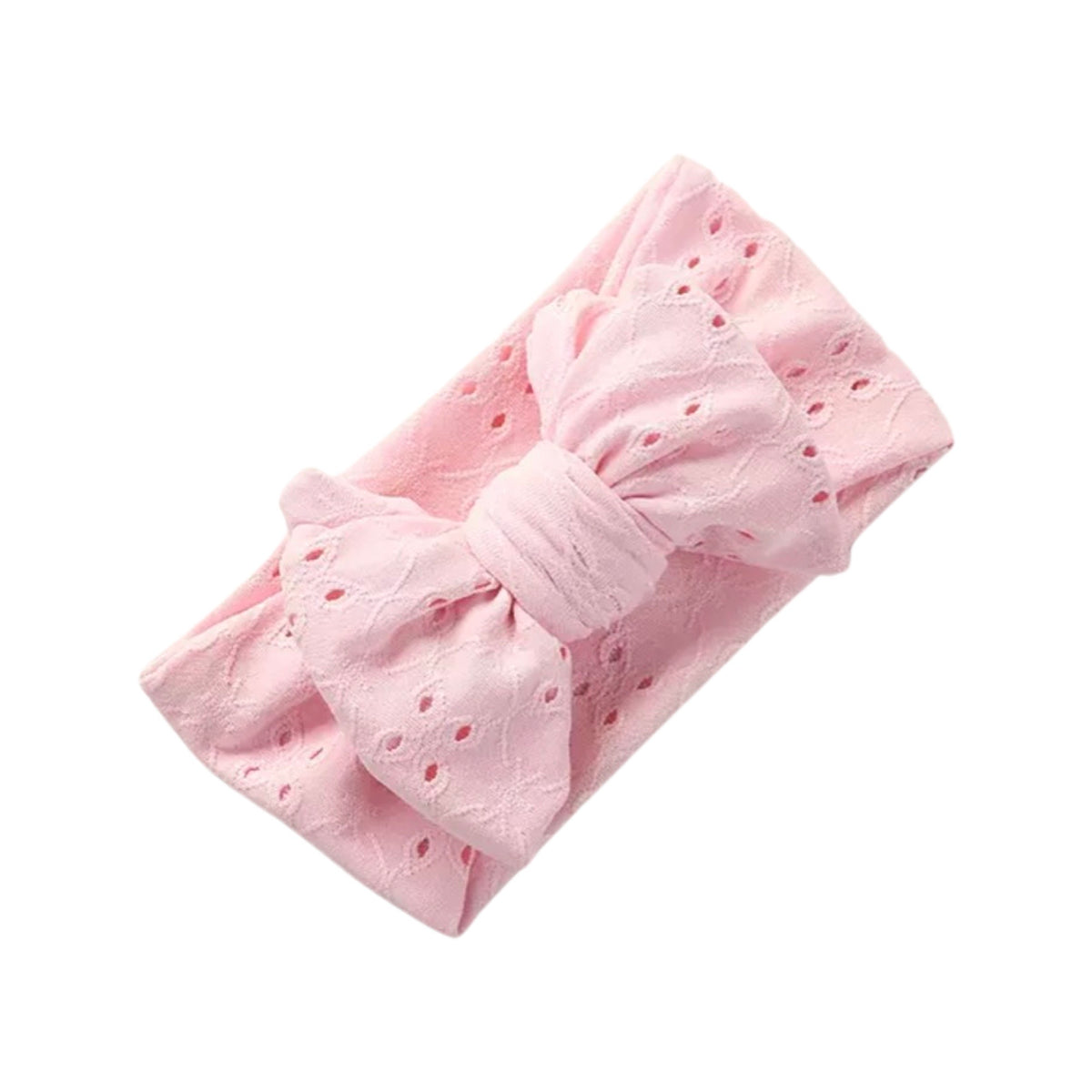 Baby Top Knot Double Bow Headband — Baby Pink.