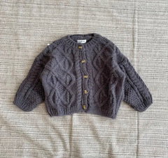 Knitted Crochet  Cardigan Jumper - Grey.