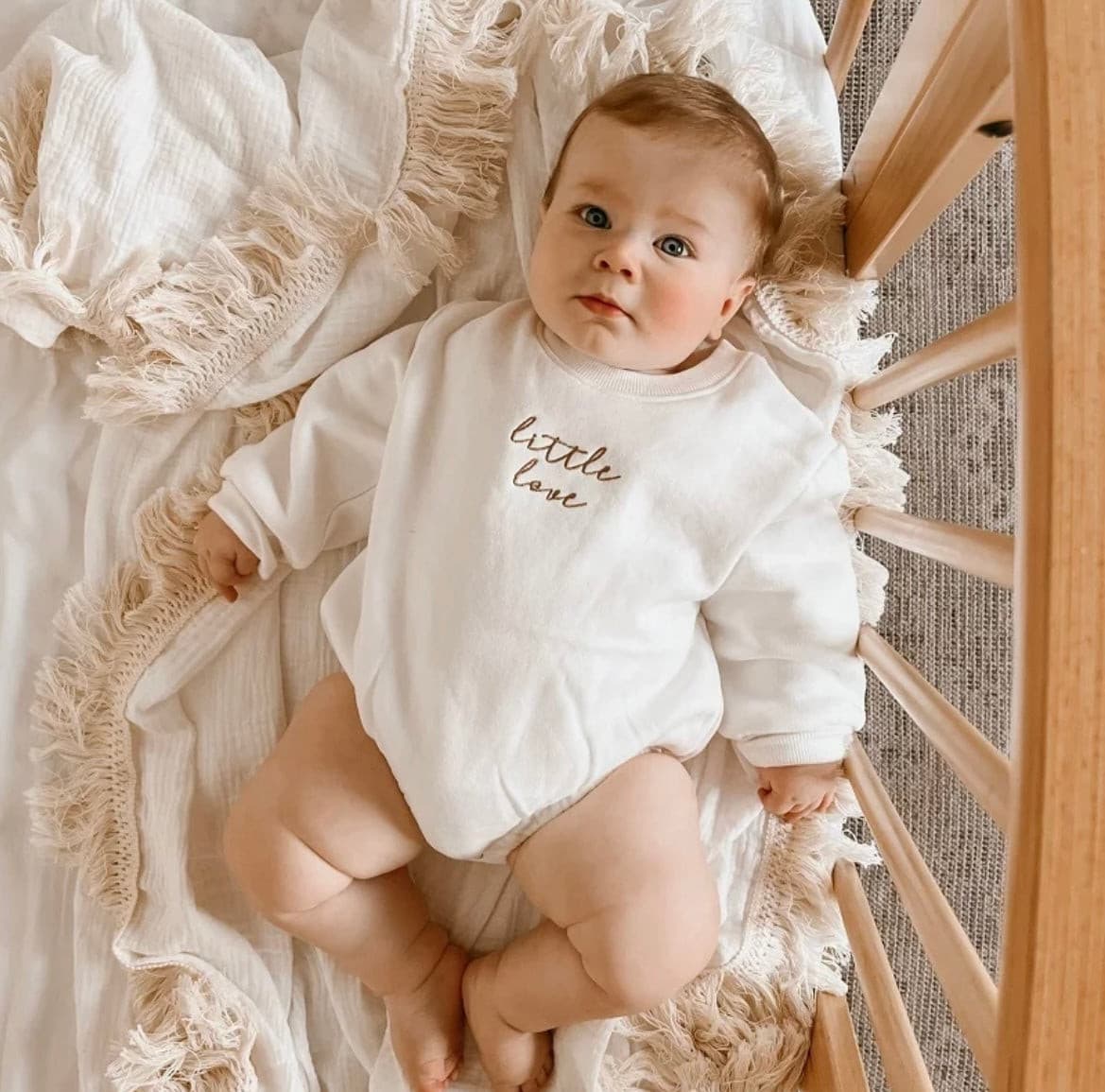 Little Love Baby Embroidered Sweater Romper.