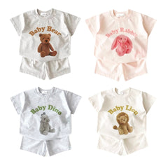 Unisex Pure Cotton Tee & Shorts Set - Pink Riley Rabbit