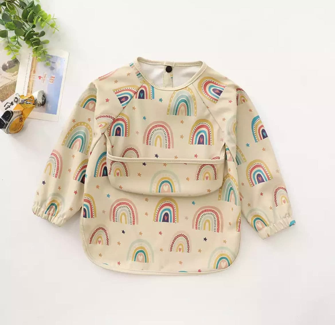 Rainbow Star - Toddler & Baby Long Sleeve Waterproof Apron Smock Bib.