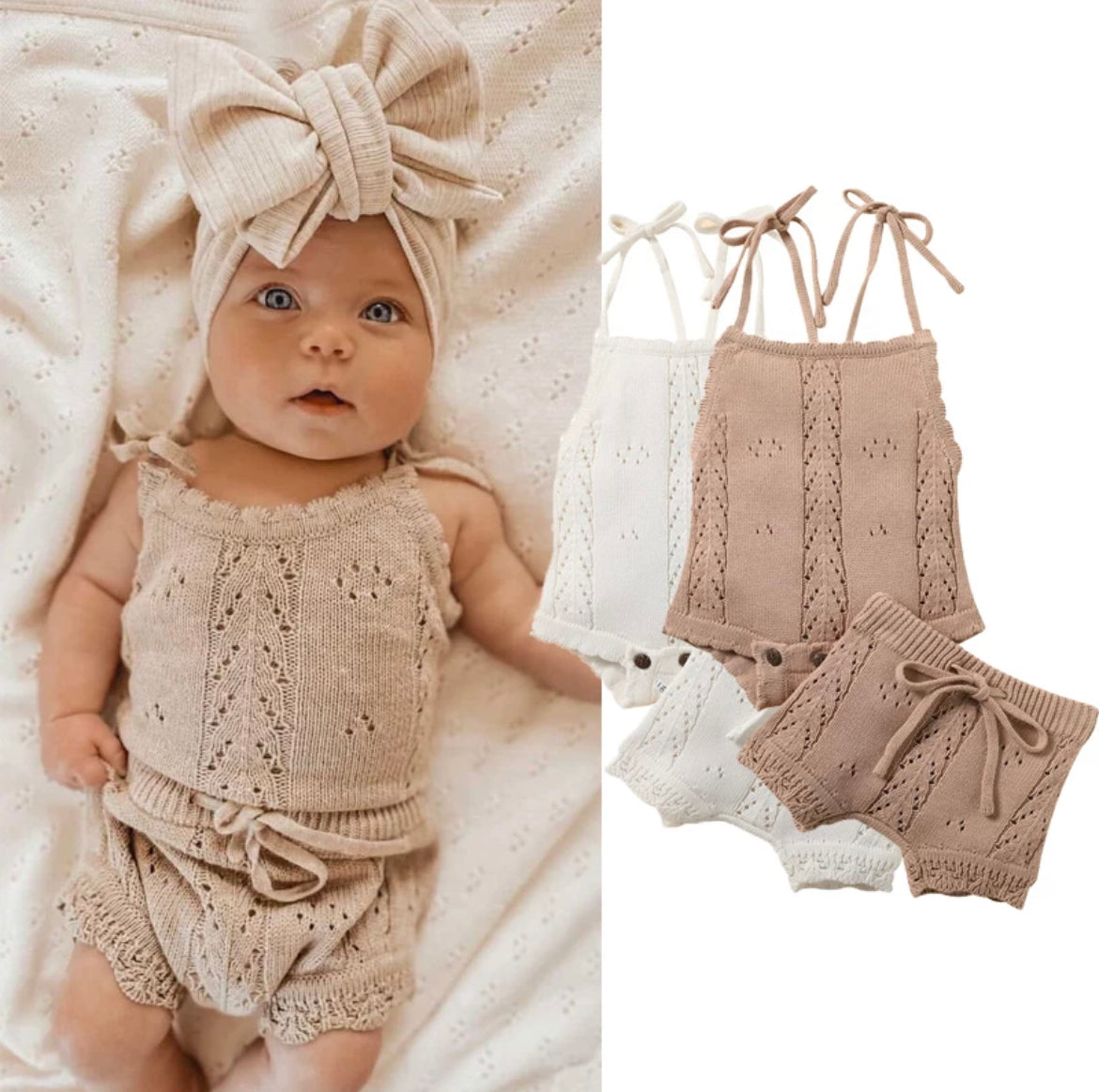 Baby Girls Knitted Set - Natural.