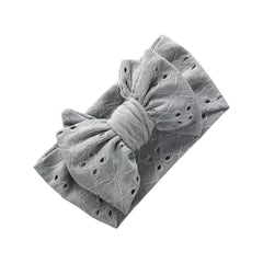 Baby Top Knot Double Bow Headband — Grey.