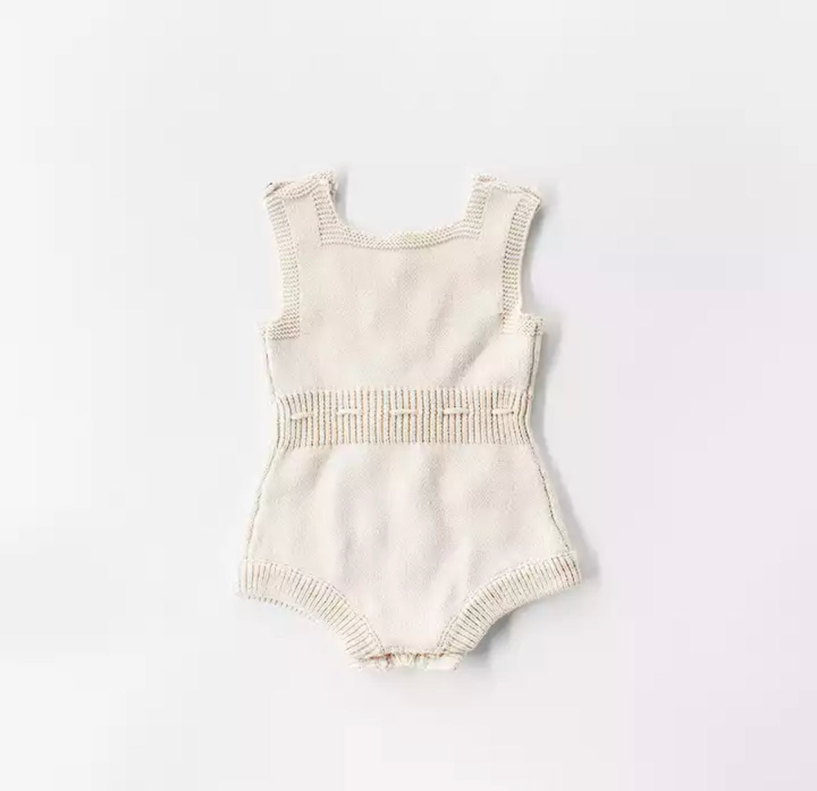 Baby Girl Knitted Romper with Bobbles / Pom Pom - Natural / Multi.