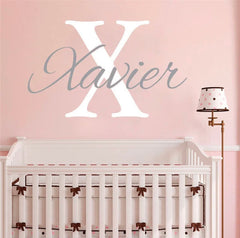 Personalised Nursery Wall Decals -Capital Letter + Name.