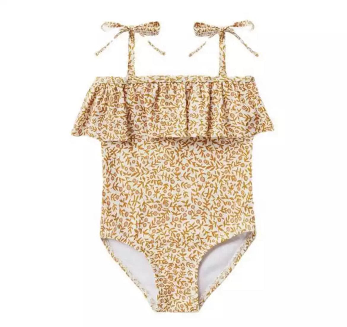 Toddler Girls Swimsuit , Floral Frill + Ties, from 12 months-12 years.