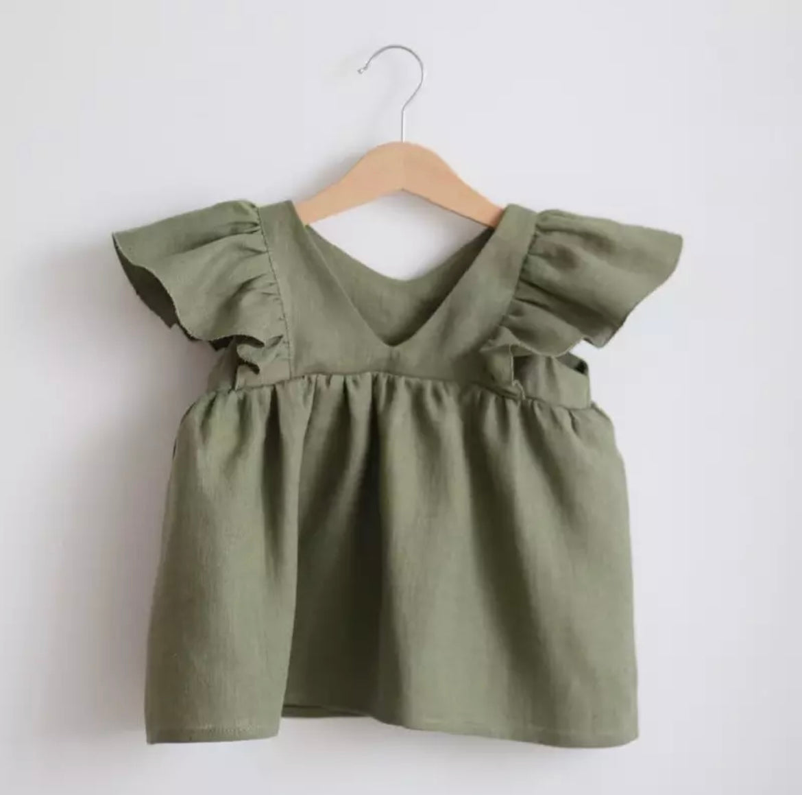 Baby Girl Linen Dress with Frills.