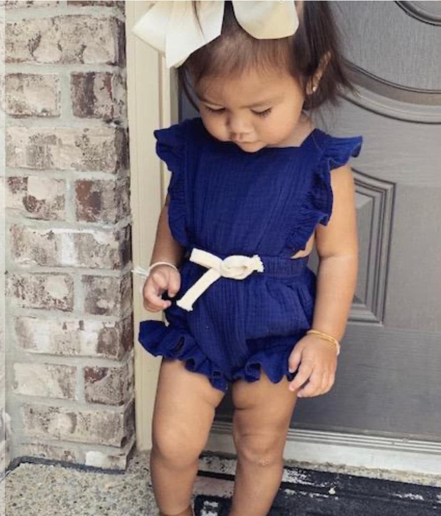 Lilly- Cotton Muslin Romper , Royal Blue.
