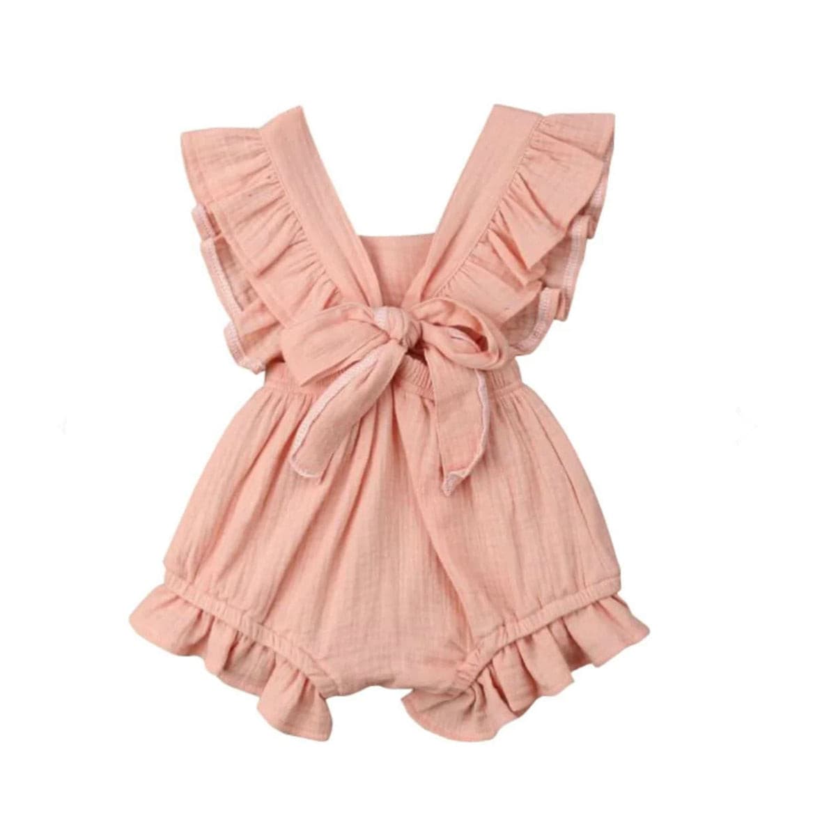 Lilly- Cotton Muslin Romper , Pink Apricot.