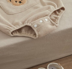 Little Bear - Waffle Knit Cotton Baby Oversized Romper.