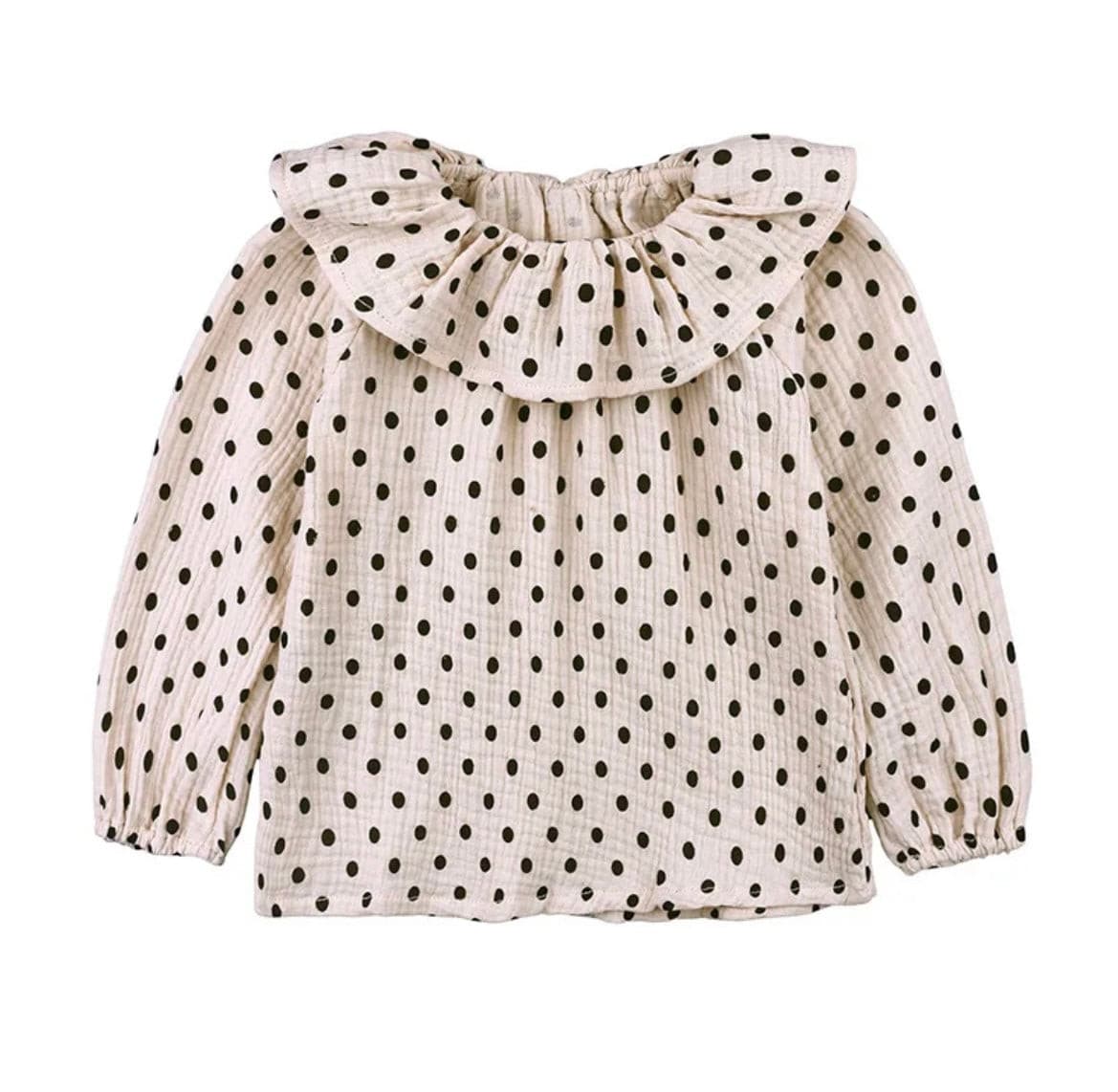 Polka Dot - Baby Girl Frill Linen Blouse -m.