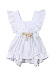 Lilly- Cotton Muslin Romper , White.