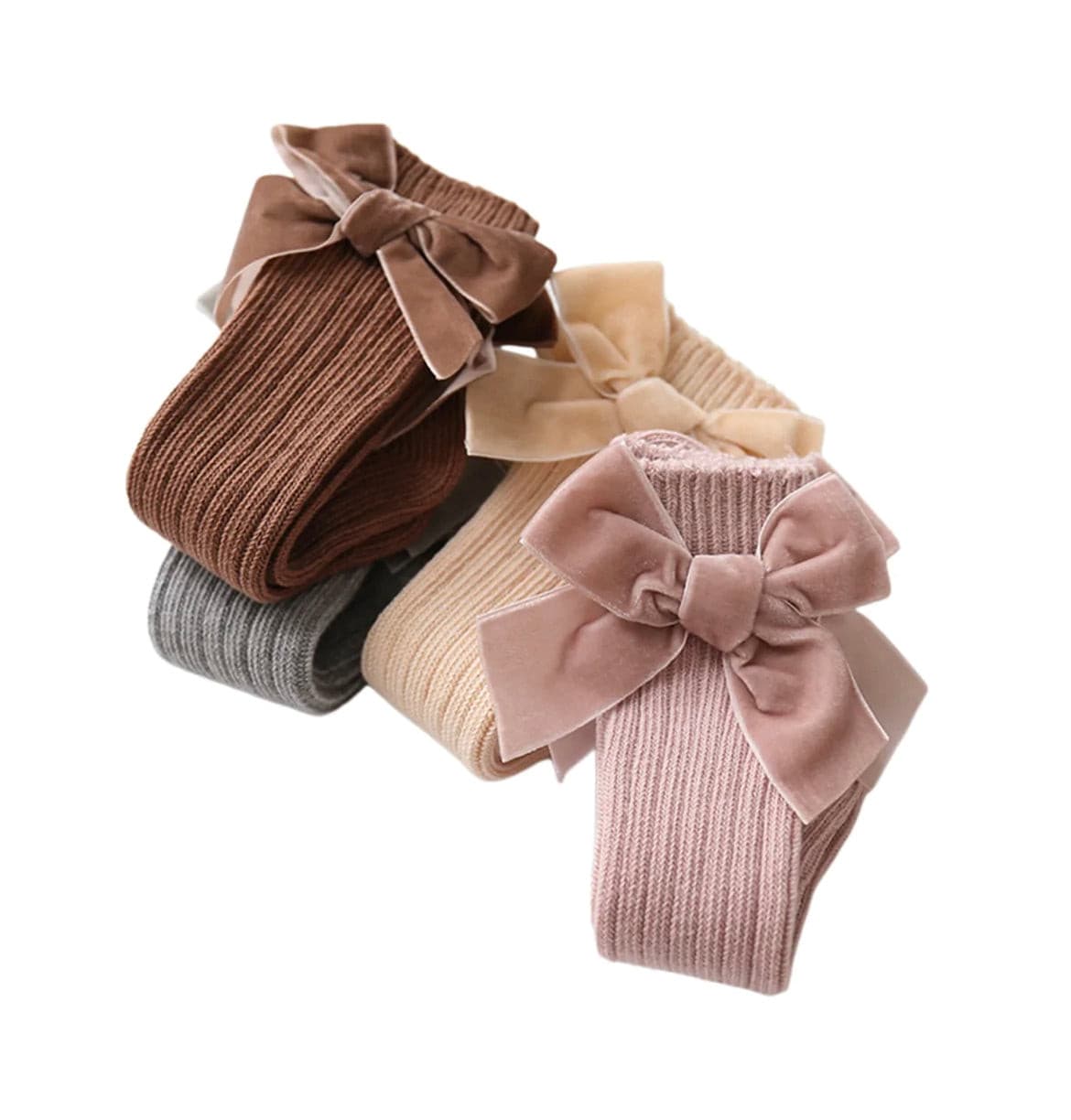 Valentina - Velvet Bow Baby Socks - Rust.