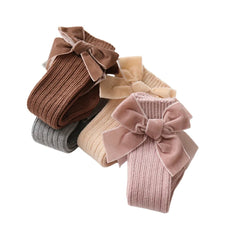 Valentina - Velvet Bow Baby Socks - Rust.