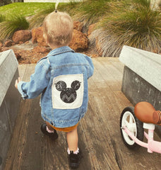 Denim Mickey Mouse Jacket - Baby Denim Mickey Jacket, Patchwork Mouse Ears Denim Mickey Mouse Jacket - Baby Denim Mickey Jacket, Patchwork Mouse Ears.