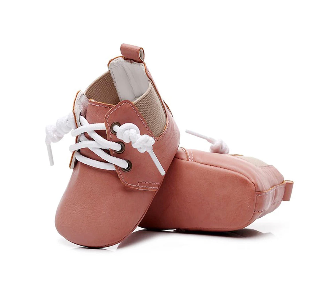 Leather look baby boots - Pink.