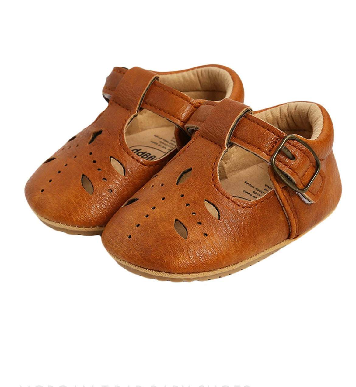 JESSICA T-BAR BABY SHOES - TAN.