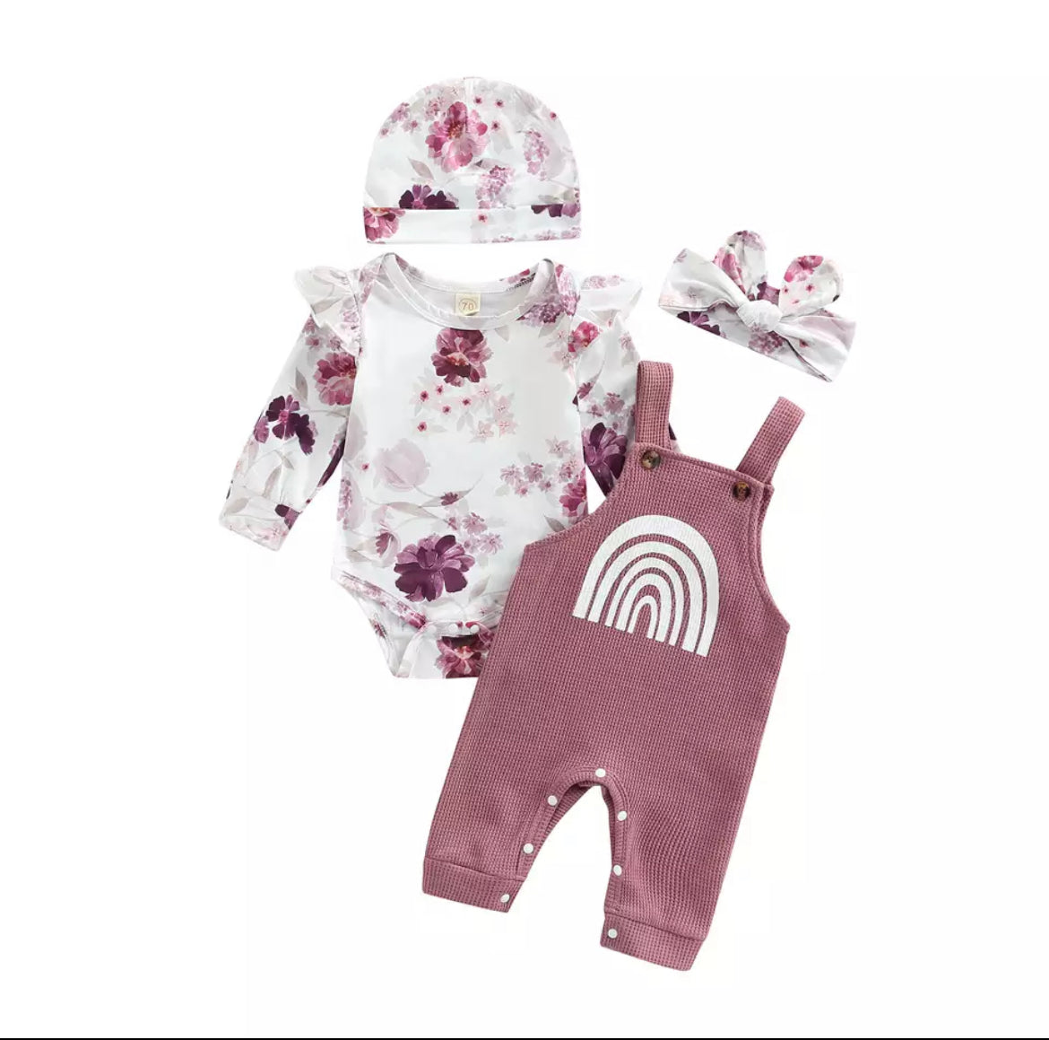 Floral Rainbow Overall Set - Purple.