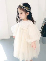 Cloud Dress - Soft Layers Tulle Puff Sleeve Girls Dress.