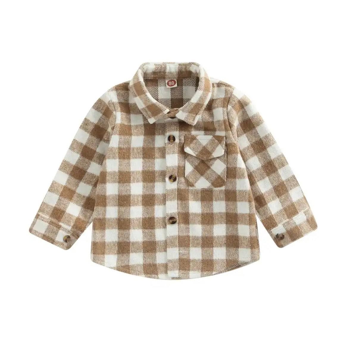 Boys Plaid Cotton Shirt - Brown Check.