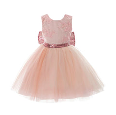 Elissa - Pink Princess Tulle Dress with Large Sequin Bow.