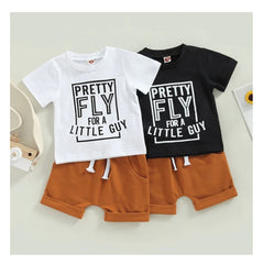 Pretty Fly For a Little Guy Set - Tee & Shirts  Set - White.