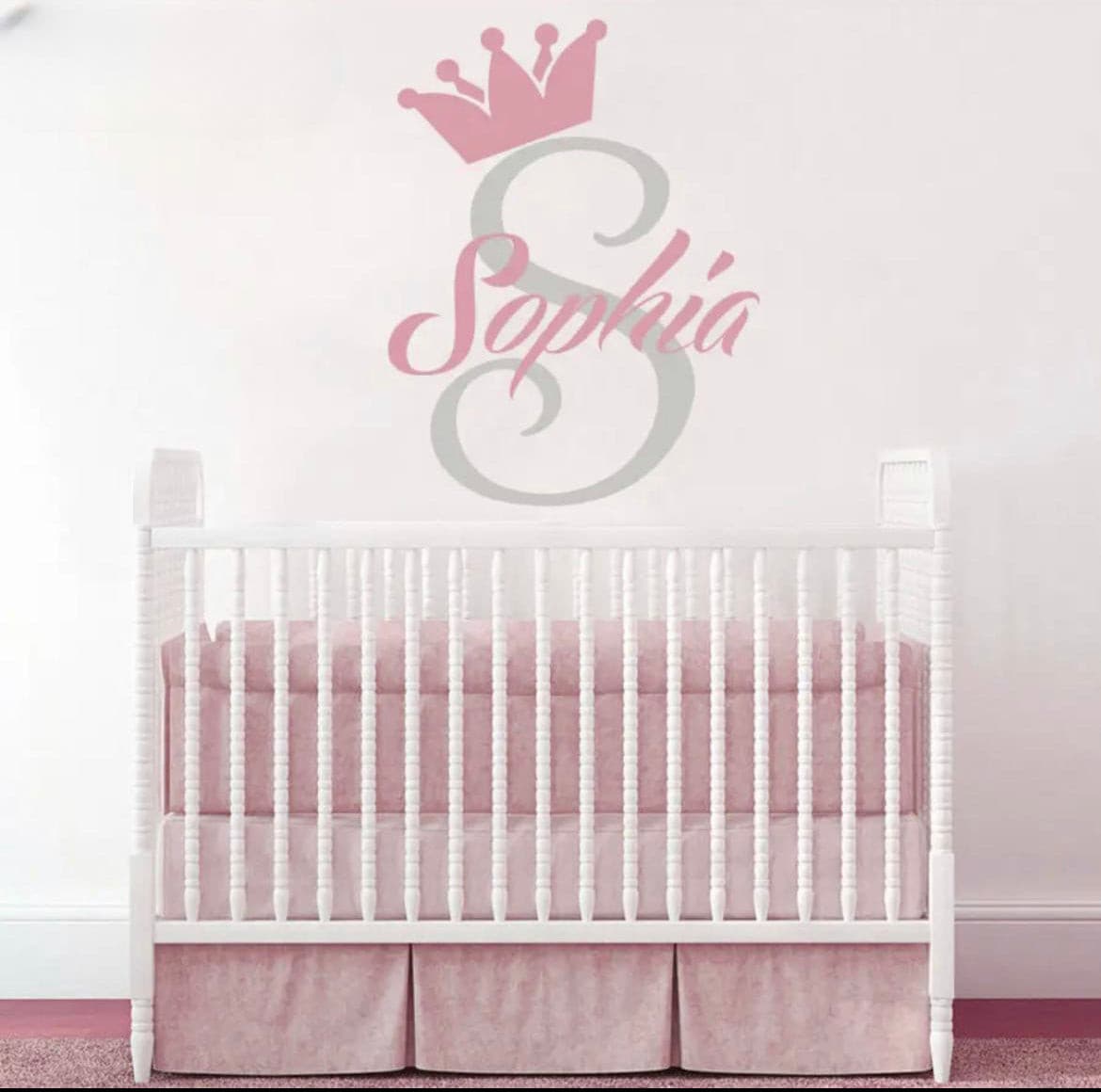 Personalised Nursery Wall Decals - Princess Girl Capital Letter + Name.