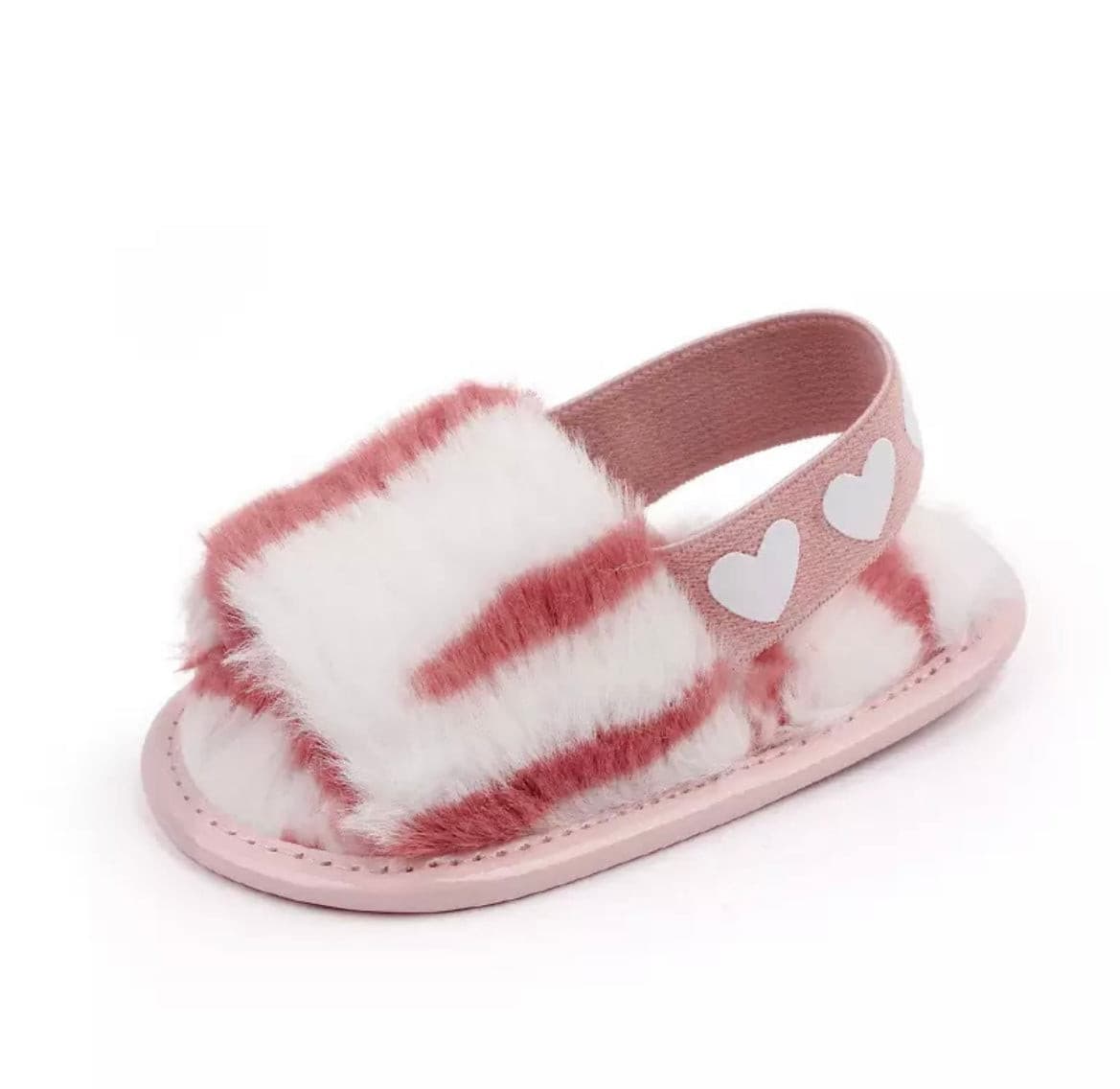 Baby Fur Slides - Pink Marble.