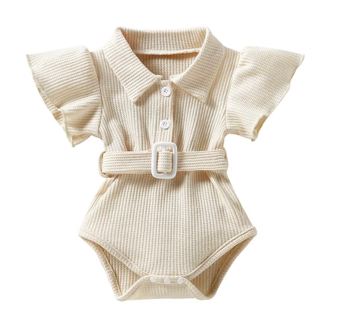 Miranda - Belted Cotton Ruffle Romper.