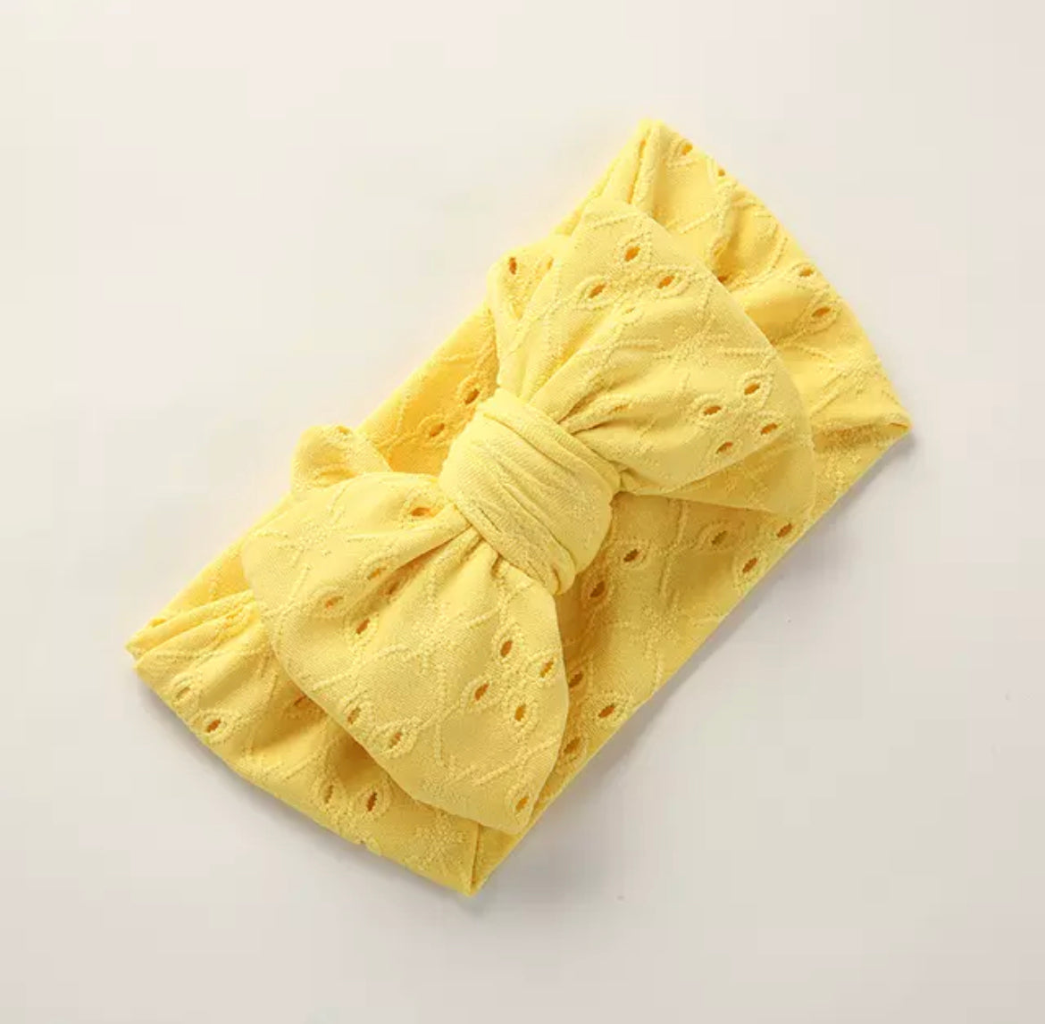 Baby Top Knot Double Bow Headband — Yellow.